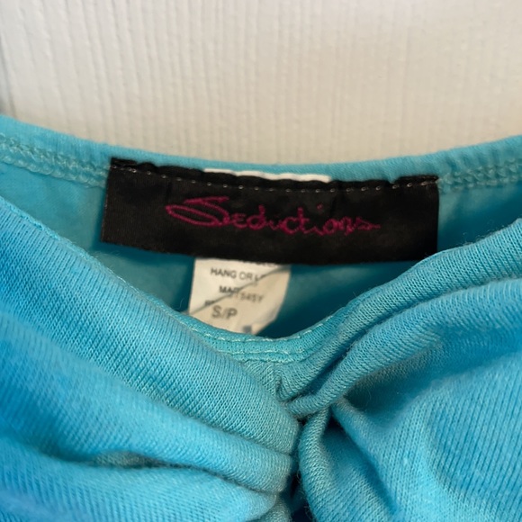 Seductions light blue tank top with Rose straps S - Picture 4 of 9